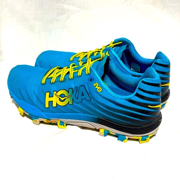 Hoka One One EVO Jawz Trail Running Shoes Blue Yellow Athletic Spiked Women’s 10 - Picture 6 of 10